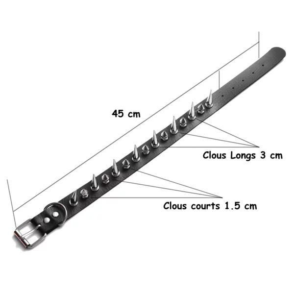 Collier Choker Clouté en Cuir PU (dimensions) Collier Choker Clouté en Cuir PU (dimensions).