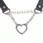Collier Choker Cuir Noir à Cœur & Chaînes Métalliques.