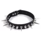 Collier Choker en Cuir Noir Clouté Style Punk Gothique.