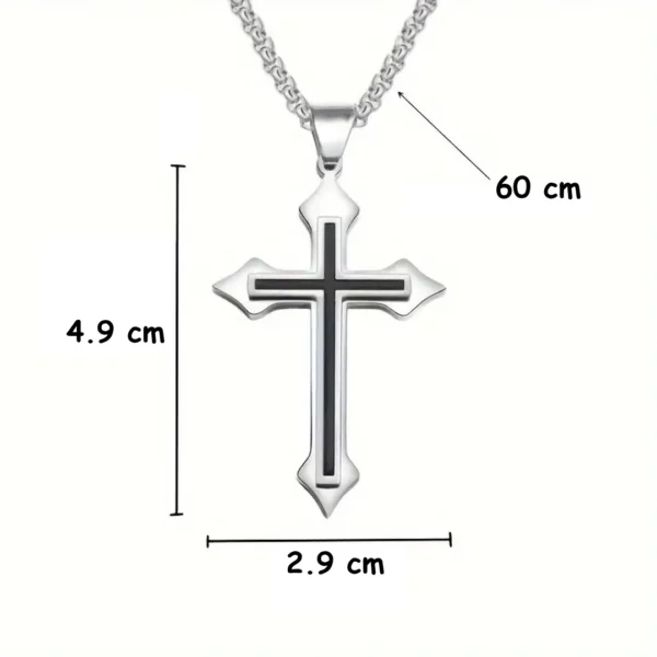 Collier Croix Relief Noir avec Chaîne Cubique (dimensions) Unisexe.