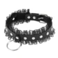 Collier Ras du Cou Cuir Noir Punk avec Anneau et Bordure Dentelle