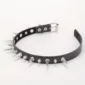 Collier Ras du Cou en Cuir Noir Clouté Style Punk Gothique.