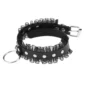 Collier type Choker en Cuir Noir Style Punk avec Anneau et Bordure Dentelle
