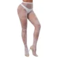 Femme en Collants Blancs Résille Motif Serpent.
