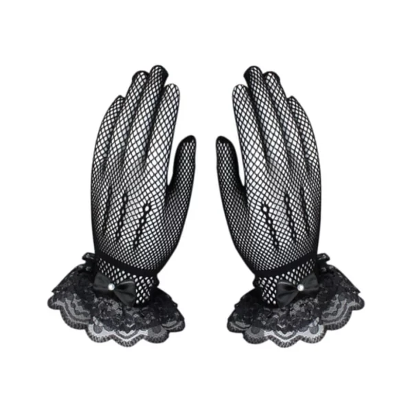 Gants Femme en Dentelle Noire avec Nœud Papillon et Strass (présentation) Gants Femme en Dentelle Noire avec Nœud Papillon et Strass (présentation).