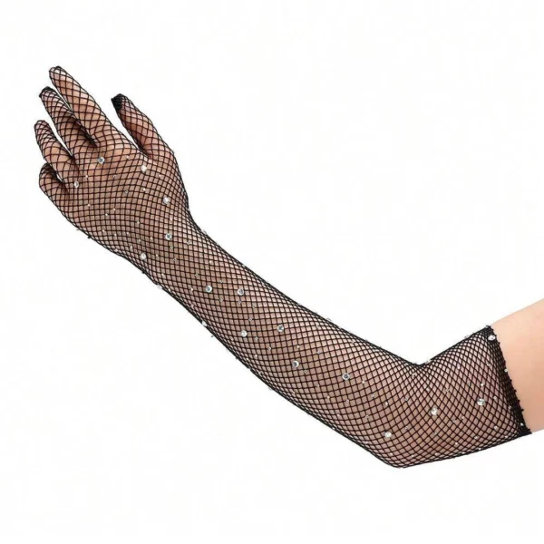 Gants Longs en Résille Ornés de Zircons Scintillants pour Femme Gants Longs en Résille Ornés de Zircons Scintillants pour Femme.
