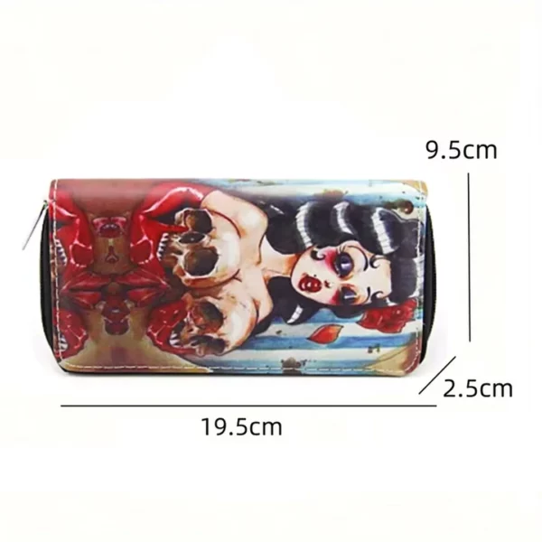 Grand Portefeuille Cuir Pin-up avec Crânes (dimensions) Grand Portefeuille Cuir Pin-up avec Crânes (dimensions).