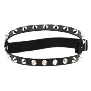 Jarretière Cloutée Noire à Double Lanière en Cuir pour Genou.