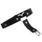 Jarretière Cuir Noir à Cœur Métallique & Clips Bas