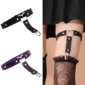 Jarretière Cuir Noir ou Violet Cœur Métallique & Clips Bas.