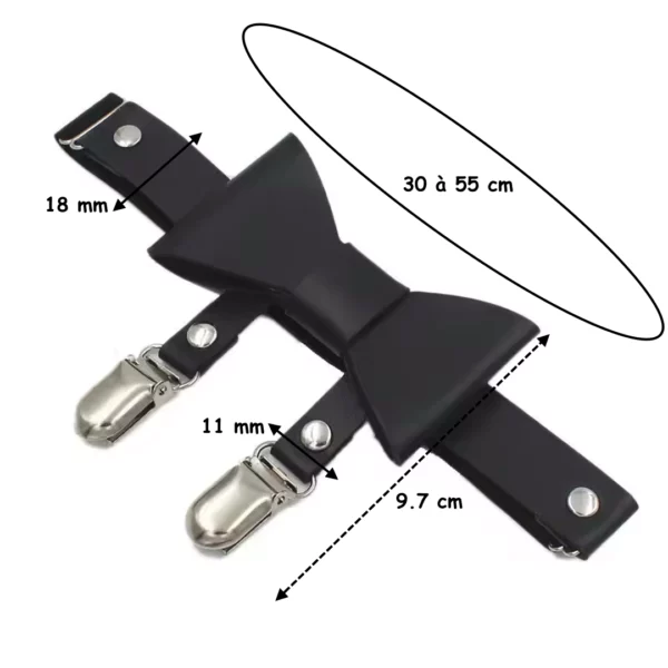 Jarretière Cuir PU Nœud Papillon & Clips Bas (dimensions) Jarretière Cuir PU Nœud Papillon & Clips Bas (dimensions).