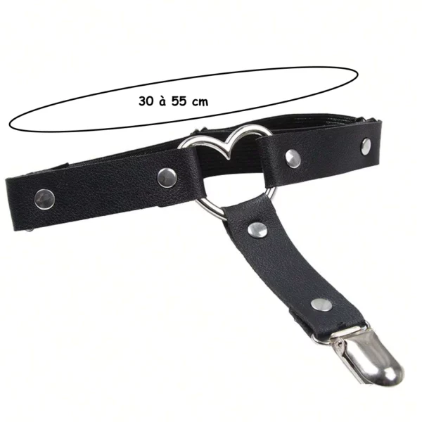 Jarretière Cuir avec Cœur Métallique & Clips Bas tour de cuisse 30 à 55 cm Jarretière Cuir avec Cœur Métallique & Clips Bas tour de cuisse 30 à 55 cm.