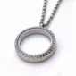 Médaillon Rond en Acier Inoxydable Ouvrable avec Bordure de Zircons Cubiques