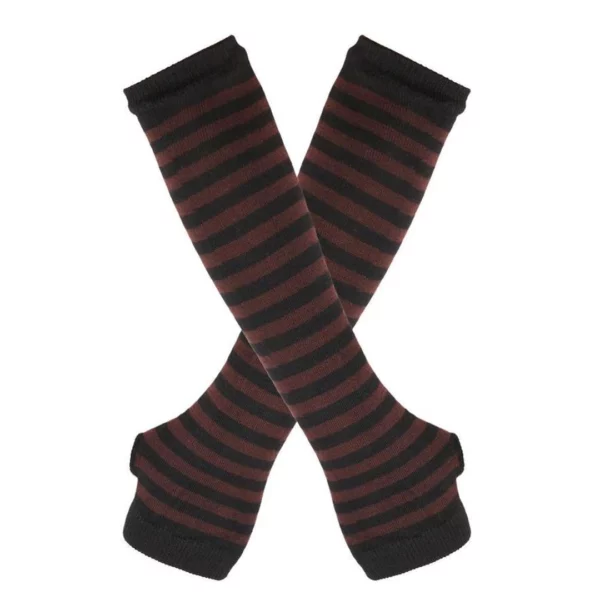 Mitaines Longues Rayées Gothique Steampunk pour Femme (variante marron noir) Mitaines Longues Rayées Gothique Steampunk pour Femme (variante marron noir).