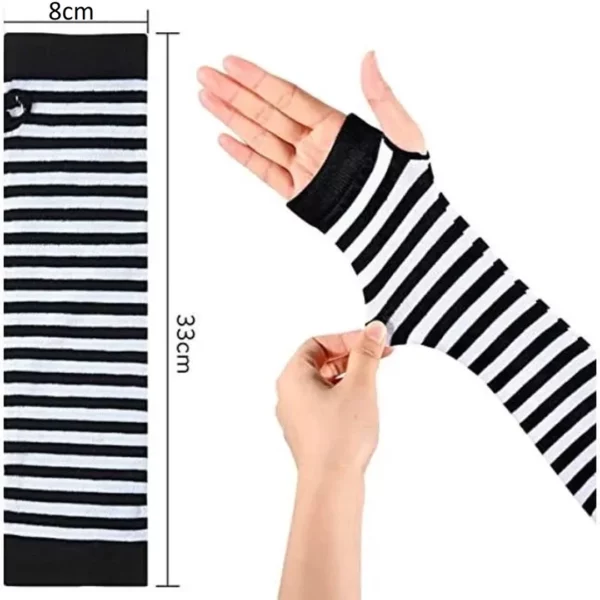 Mitaines Longues Rayées Gothiques pour Femme (dimensions élasticité) Mitaines Longues Rayées Gothiques pour Femme (dimensions élasticité).