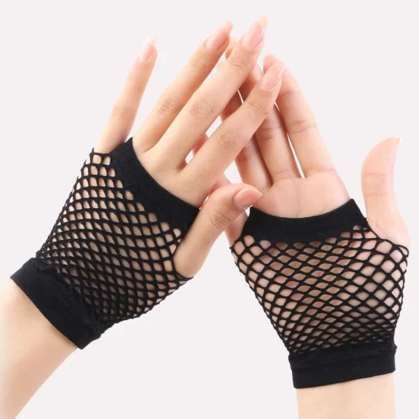 Mitaines Résille Nylon Noir pour Femme (vue dessus et dessous) Mitaines Résille Nylon Noir pour Femme (vue dessus et dessous).