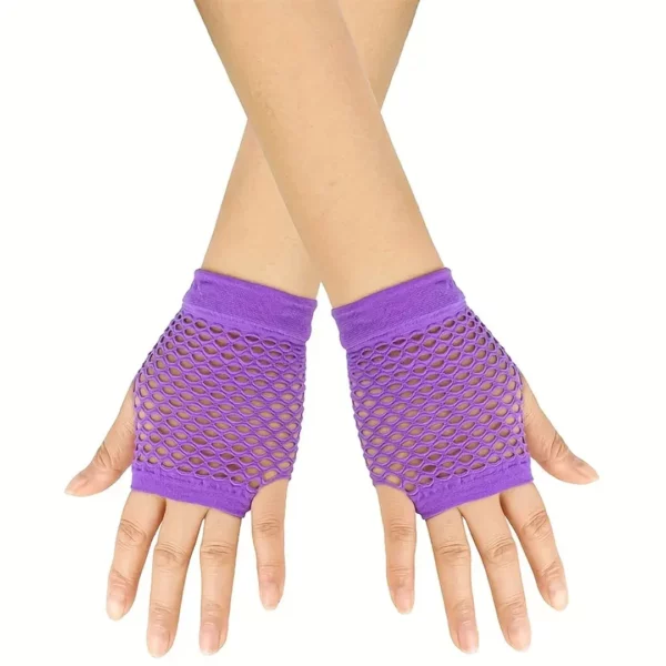 Mitaines résille en nylon variante violette pour femme Mitaines résille en nylon variante violette pour femme.