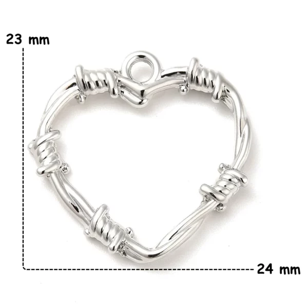 Pendentif Cœur en Fil Barbelé (dimensions).