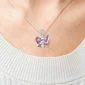 Pendentif Crâne Papillon Améthyste en Argent 925 Femme.