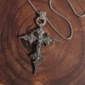 Pendentif Croix Jésus Style Gothique Vintage avec Chaîne à Maillons Cubiques