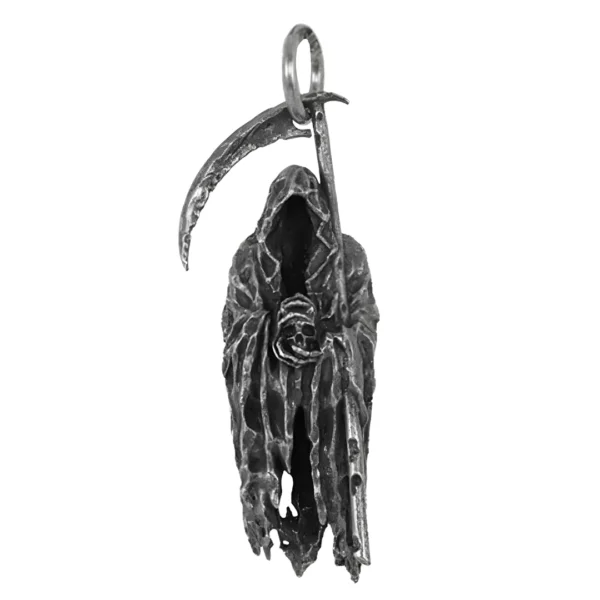 Pendentif Gothique La Faucheuse Tenant un Crâne.