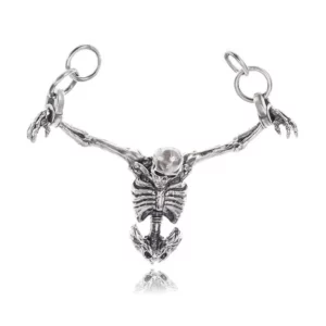 Pendentif Gothique Squelette Captif en Acier Inoxydable.