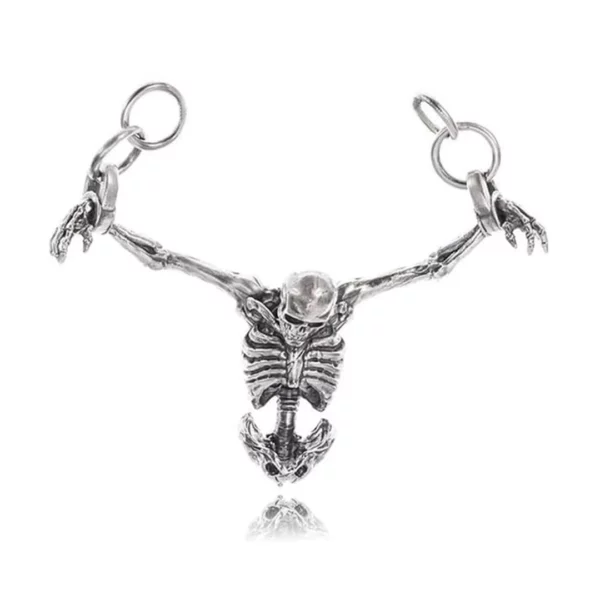 Pendentif Gothique Squelette Captif en Acier Inoxydable.