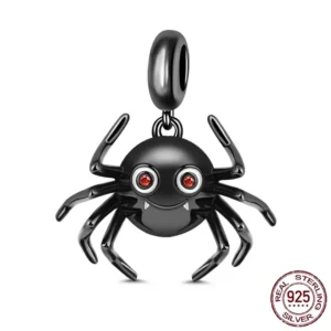 Pendentif ou Charm Araignée Noire en Argent 925.