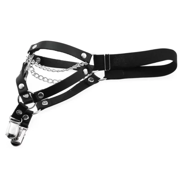 Porte-Jarretelles Cuisse Pentagramme Inversé & Chaînes avec Double Clip pour Bas Porte-Jarretelles Cuisse Pentagramme Inversé & Chaînes avec Double Clip pour Bas.