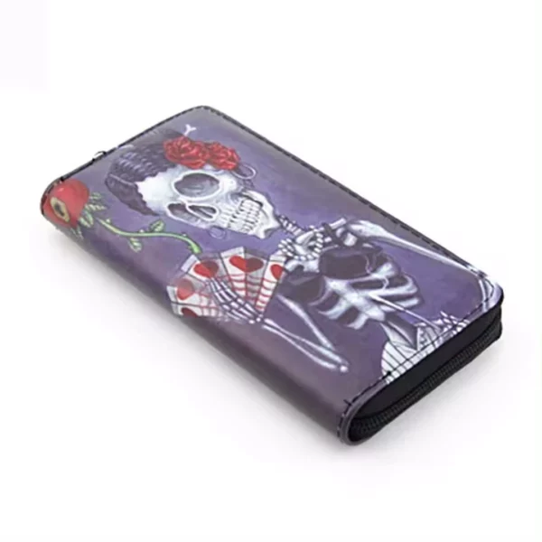 Portefeuille Gothique en Cuir Grand Format Motif Squelette Portefeuille Gothique en Cuir Grand Format Motif Squelette.