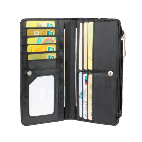 Portefeuille Jack & Sally Cuir Noir avec Chaîne Porte-cartes Porte-monnaie.