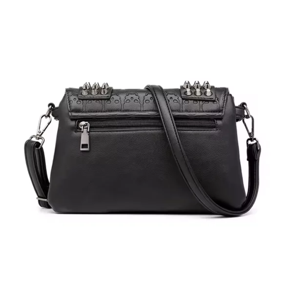 Sac Bandoulière Femme Gothique en Cuir Noir Sac Bandoulière Femme Gothique en Cuir Noir.