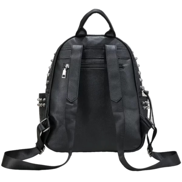 Sac à Dos Noir en Cuir avec Motif Crânes et Rivets Homme Femme Sac à Dos Noir en Cuir avec Motif Crânes et Rivets Homme Femme.