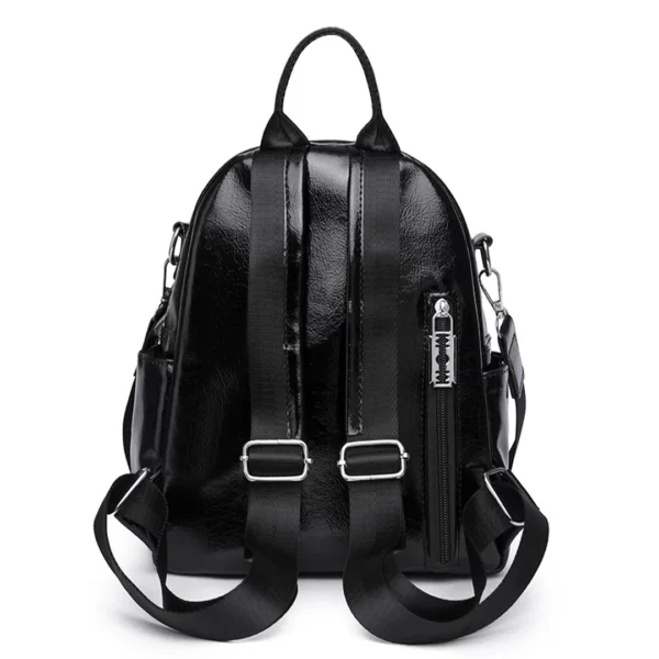 Sac à Dos en Cuir Verni Noir Femme Rock Zips Lames de Rasoir Sac à Dos en Cuir Verni Noir Femme Rock Zips Lames de Rasoir.