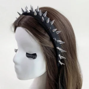 Serre-Tête Femme en Tissu Noir Clouté.