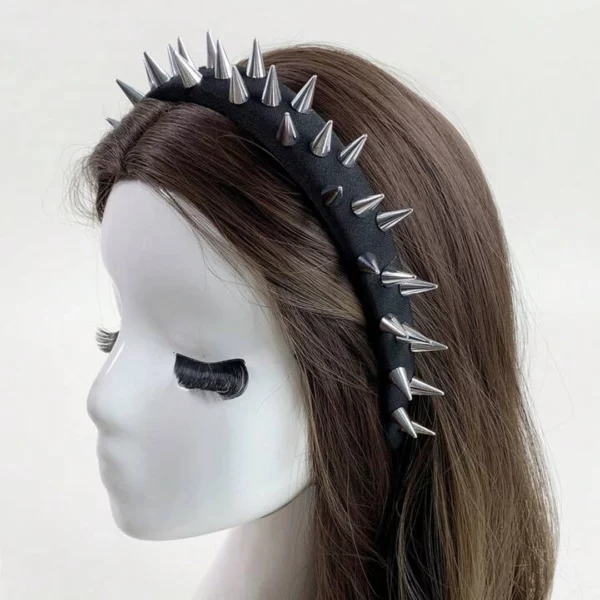 Serre-Tête Femme en Tissu Noir Clouté.