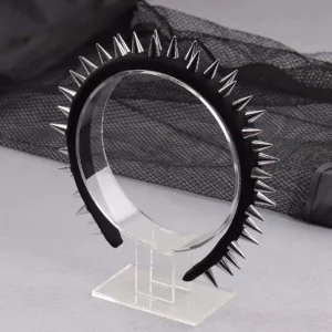 Serre-Tête en Tissu Noir Clouté.