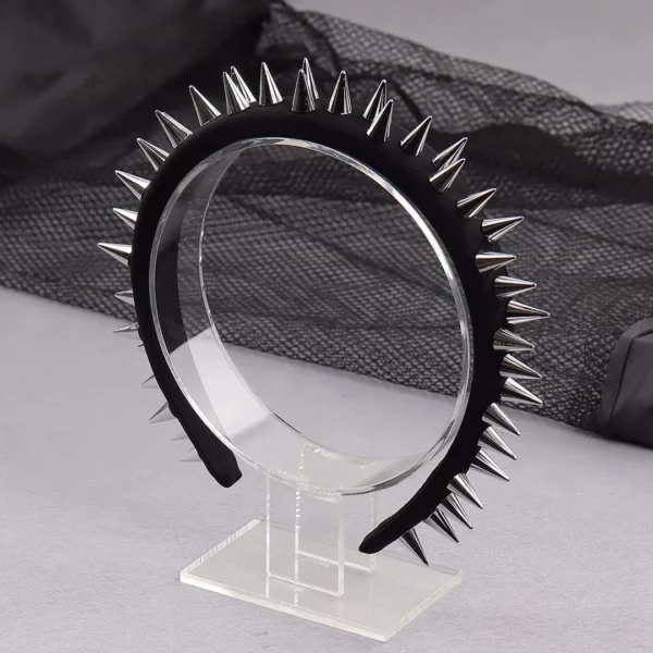 Serre-Tête en Tissu Noir Clouté.