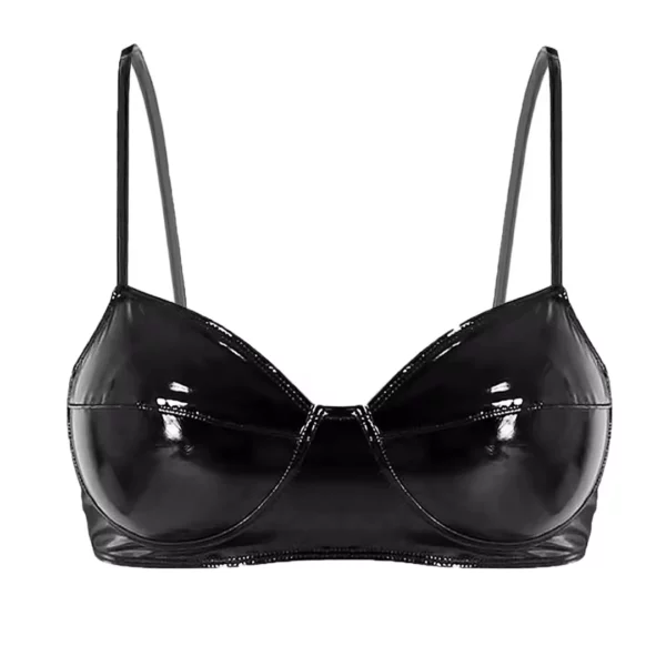 Soutien-Gorge Cuir Noir Vinyle.