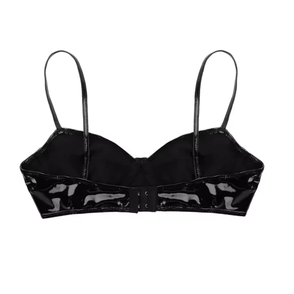 Soutien-Gorge Cuir Noir Vinyle Fermeture Agrafes Soutien-Gorge Cuir Noir Vinyle Fermeture Agrafes.