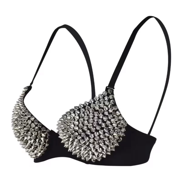 Soutien-Gorge Noir Push-Up Bonnets Cloutés avec Armatures.