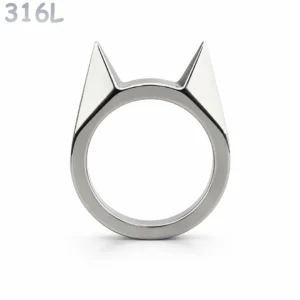 Bague Chat Oreilles Pointues Acier 316L.