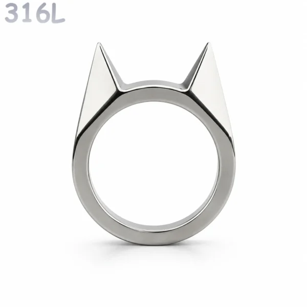 Bague Chat Oreilles Pointues Acier 316L.