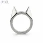 Bague Chat Oreilles Pointues Acier 316L.