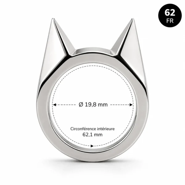 Bague Chat Oreilles Pointues Acier 316L (dimensions) Bague Chat Oreilles Pointues Acier 316L (dimensions).