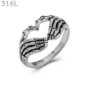 Bague Mains Squelettiques Cœur Acier 316L.