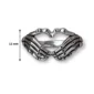 Bague Mains Squelettiques Cœur Acier Chirurgical 316L (dimensions).