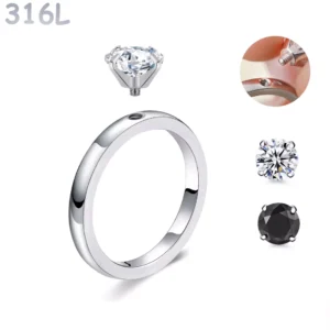 Bague Modulaire Acier 316L à Zirconium Interchangeable.