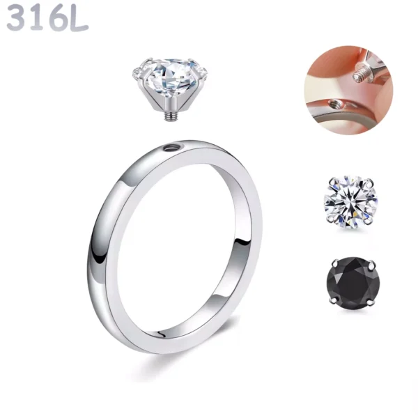 Bague Modulaire Acier 316L à Zirconium Interchangeable.