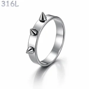 Bague Punk à Pointes Acier 316L.